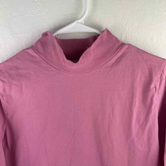 Vintage Only Necessities Pink 100% Cotton Mock Neck Long Sleeve Shirt Size M - Picture 7 of 9